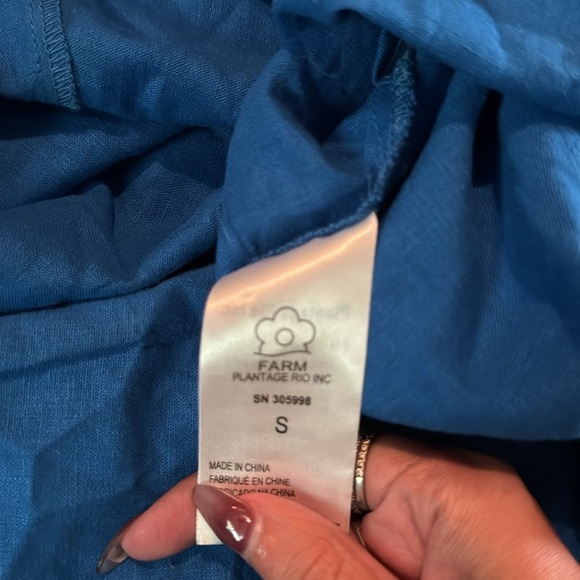 NWT Farm Rio Blue Linen Cut Out Dress Size S Retail $200 - Picture 5 of 8